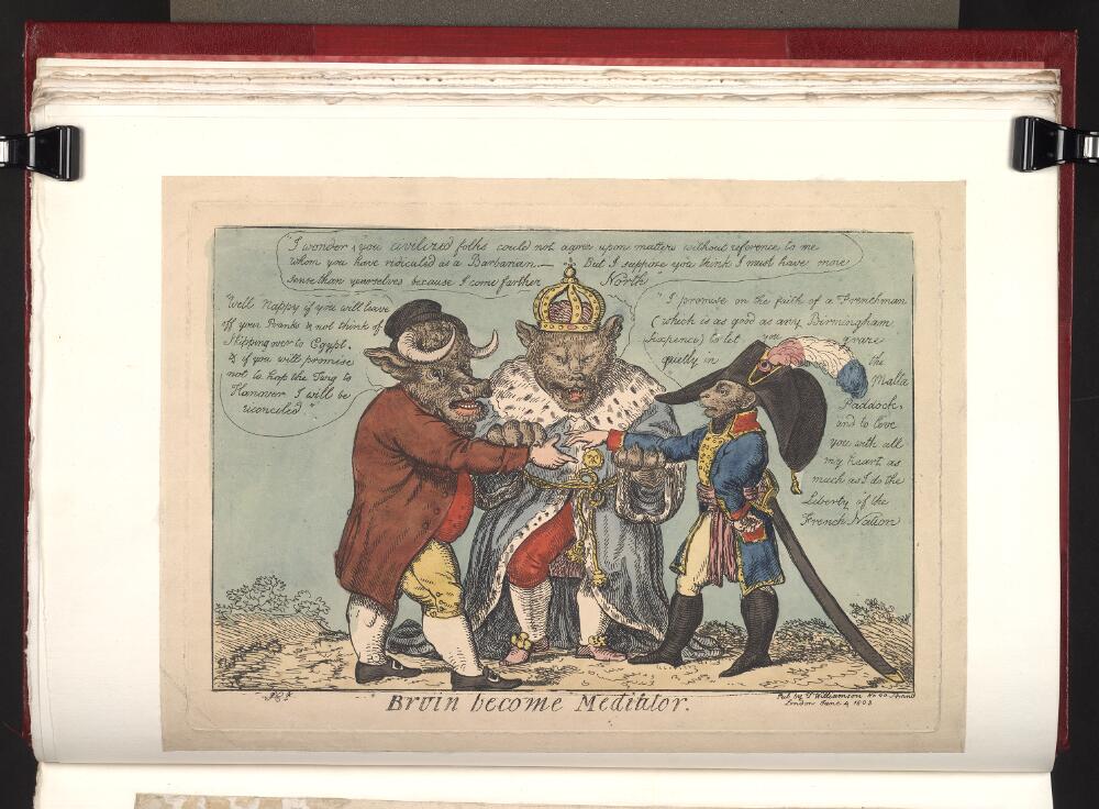 Исаак Крукшенк · 1803 «Мишка-посредник» Медведь становится посредником между державами