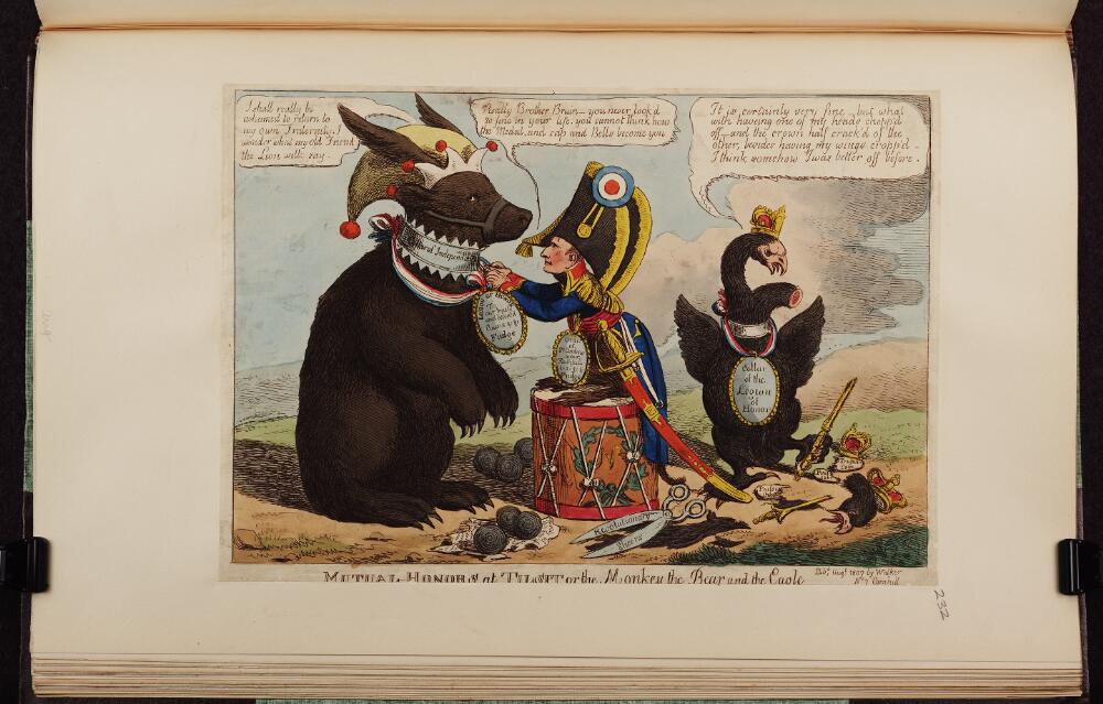 Ч. Уильямс · 1807 «Тильзит: медведь, орёл и обезьяна» Россия, Пруссия и Франция зверями после Тильзита