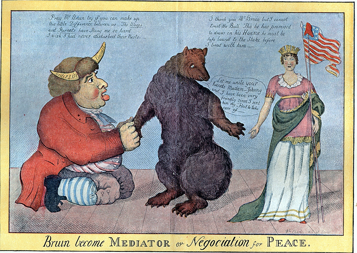 Уильям Чарльз · ок. 1813 «Мишка-посредник, или переговоры о мире» Медведь ведёт переговоры о мире