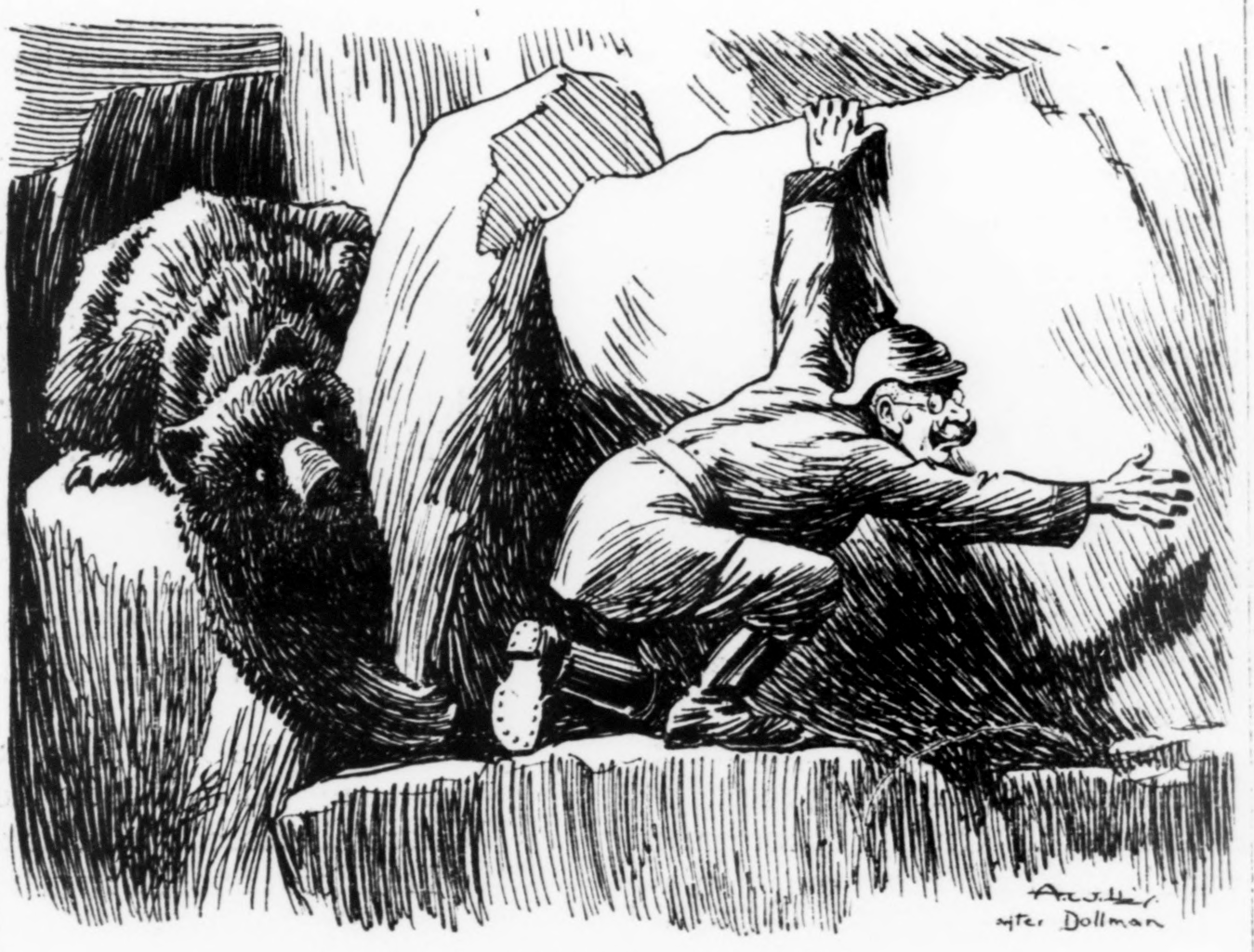 1914 · художник не установлен · журнал Punch «Охотник, ставший добычей» Охотник сам превратился в добычу