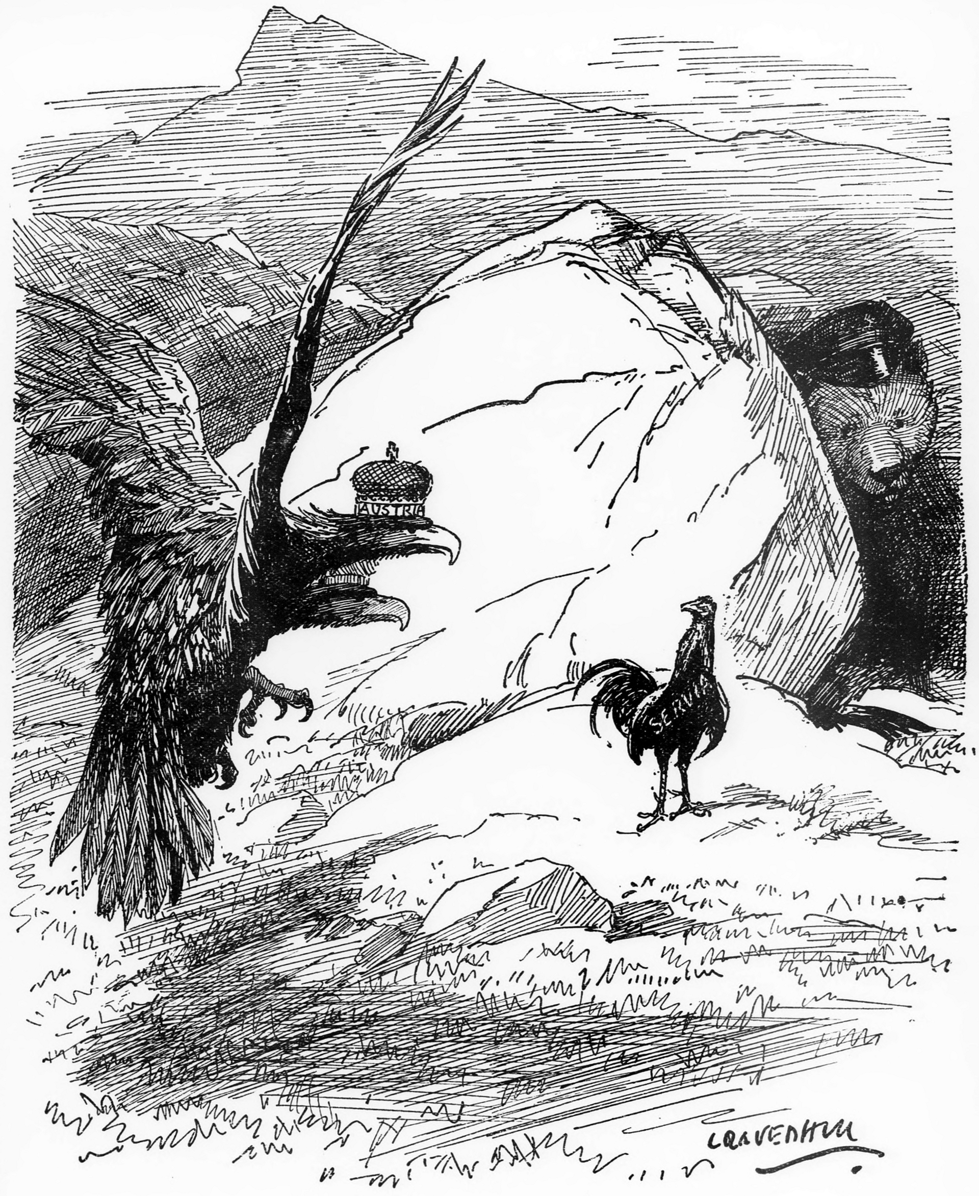 1914 · художник не установлен · журнал Punch «Сила за троном» За троном стоит незримая сила