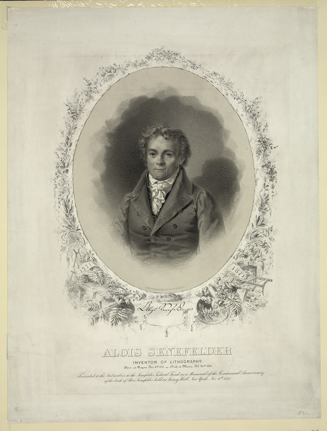 портрет · XIX в. Алоиз Зенефельдер (1771–1834) Изобретатель литографии.