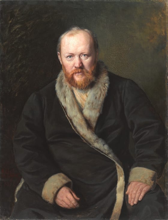 Василий Перов. Портрет А. Н. Островского, 1871. Драматург в домашнем халате с меховым воротником.