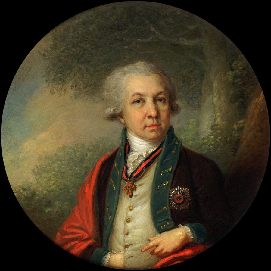 Владимир Боровиковский. Портрет Г. Р. Державина, 1793–1795. Государственная Третьяковская галерея. Таким Державин был в годы, когда писал «Памятник».
