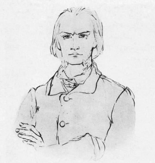 Пётр Боклевский. Раскольников, 1880-е годы. Один из первых рисунков к роману — художник умер в 1897 году.