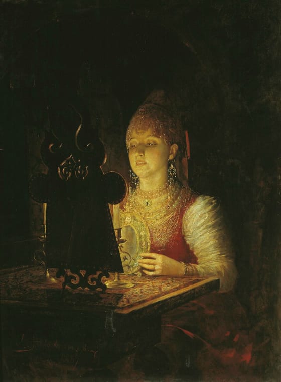 А. Н. Новоскольцев. «Светлана», 1889. Музей в Вольске. Крещенский вечер — время гаданий.