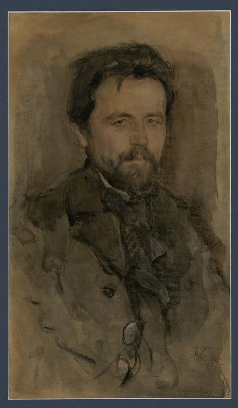 Антон Чехов. Рисунок В. А. Серова, 1902. Государственный литературный музей, Госкаталог № ГЛМ КП 51808.